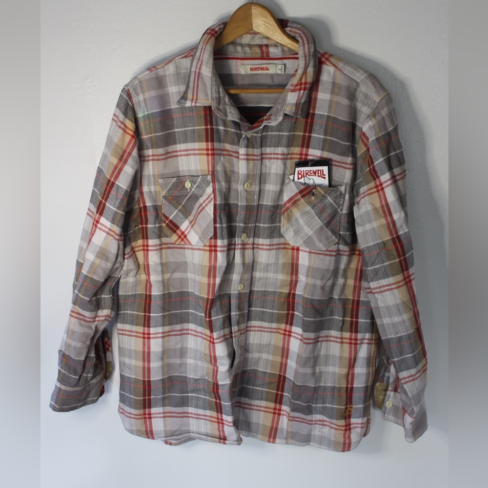Heavyweight fleece lined Birdwell Beach Britches flannel shirt size large